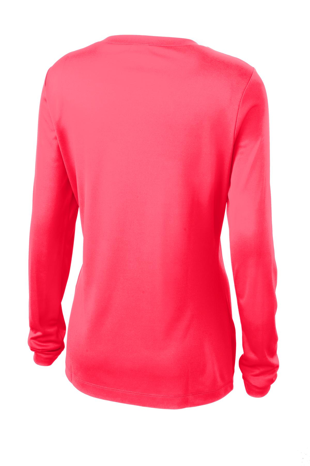 Sport-Tek Women's Long Sleeve PosiCharge Competitor V-Neck Tee - Hot Coral