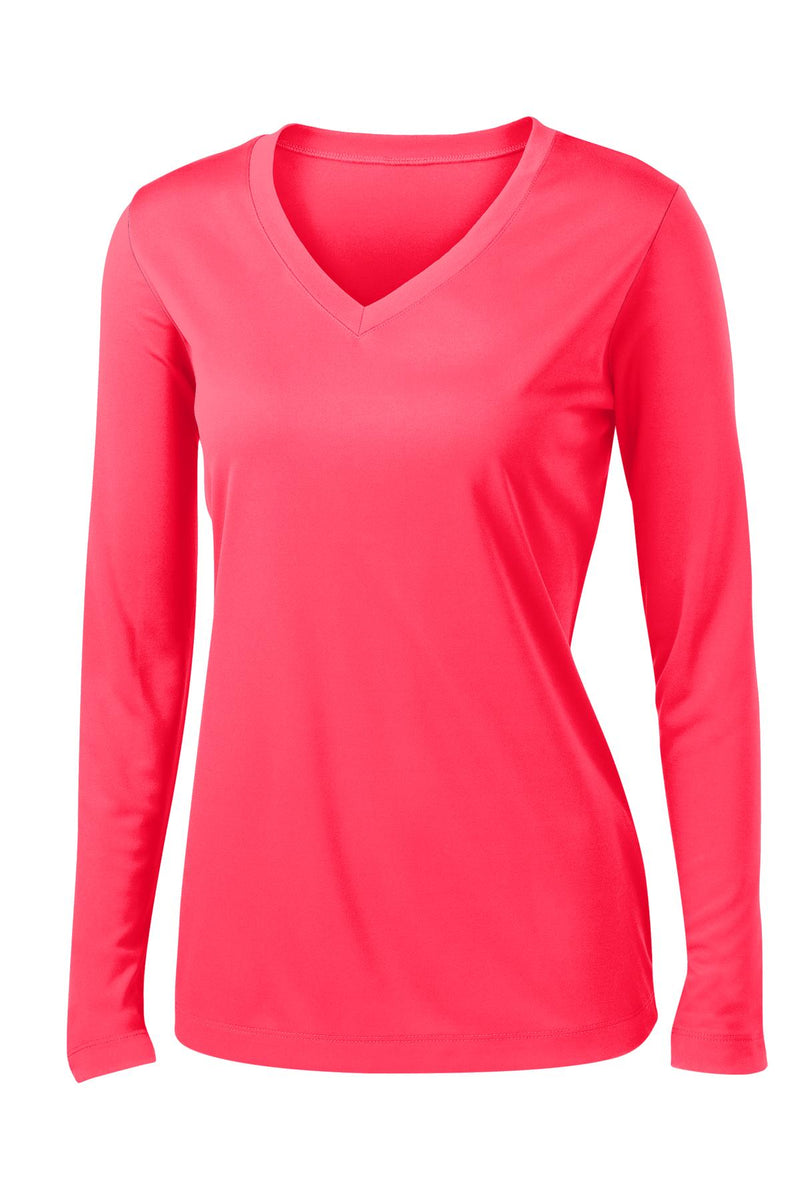 Sport-Tek Women's Long Sleeve PosiCharge Competitor V-Neck Tee - Hot Coral