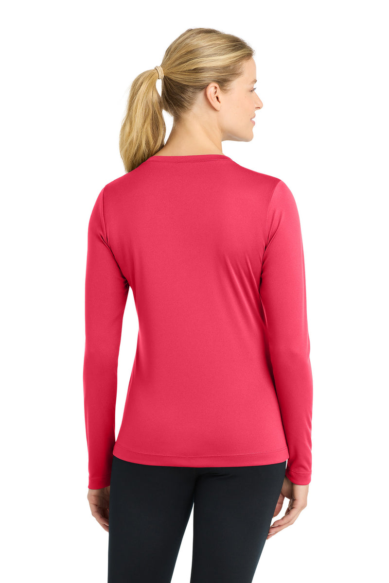 Sport-Tek Women's Long Sleeve PosiCharge Competitor V-Neck Tee - Hot Coral