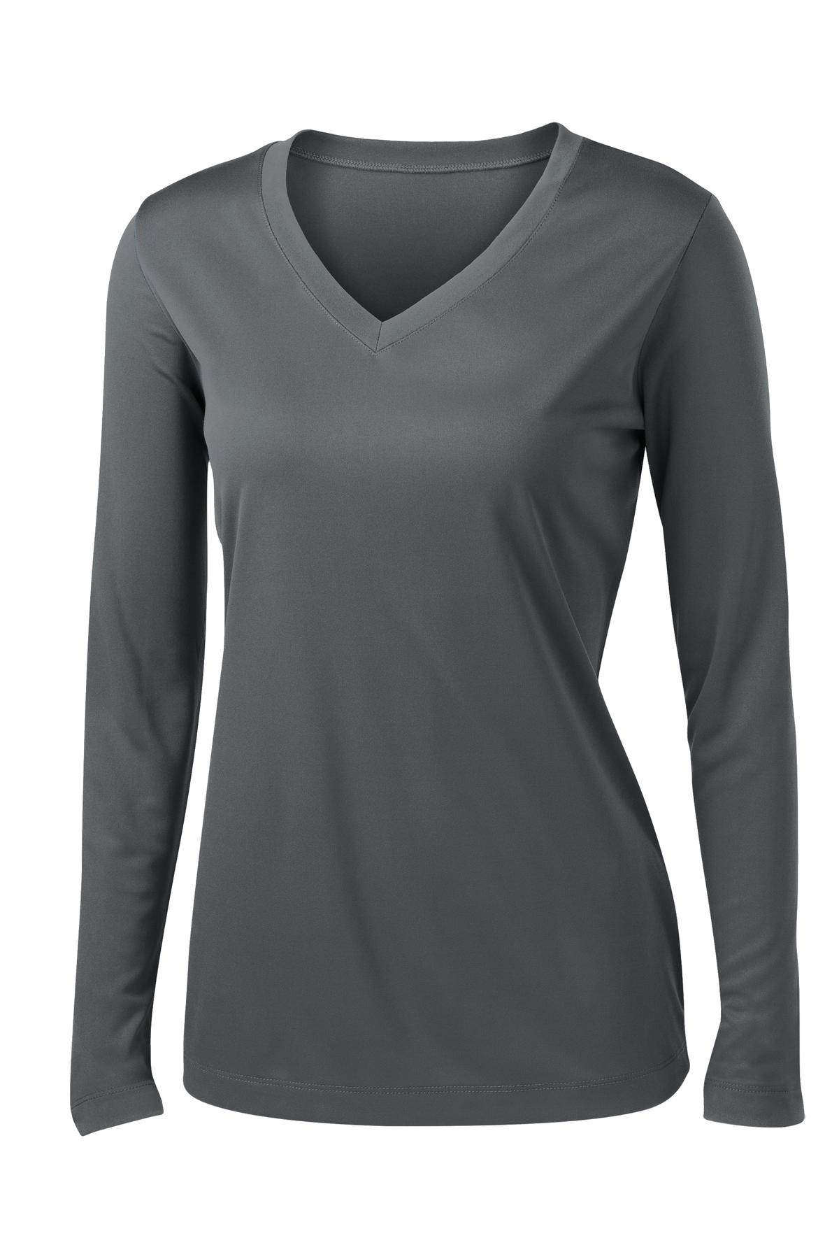 Sport-Tek Women's Long Sleeve PosiCharge Competitor V-Neck Tee - Iron Grey