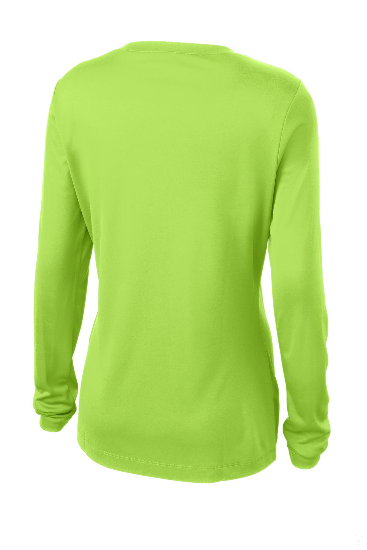 Sport-Tek Women's Long Sleeve PosiCharge Competitor V-Neck Tee - Lime Shock