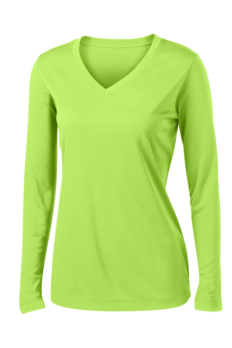 Sport-Tek Women's Long Sleeve PosiCharge Competitor V-Neck Tee - Lime Shock
