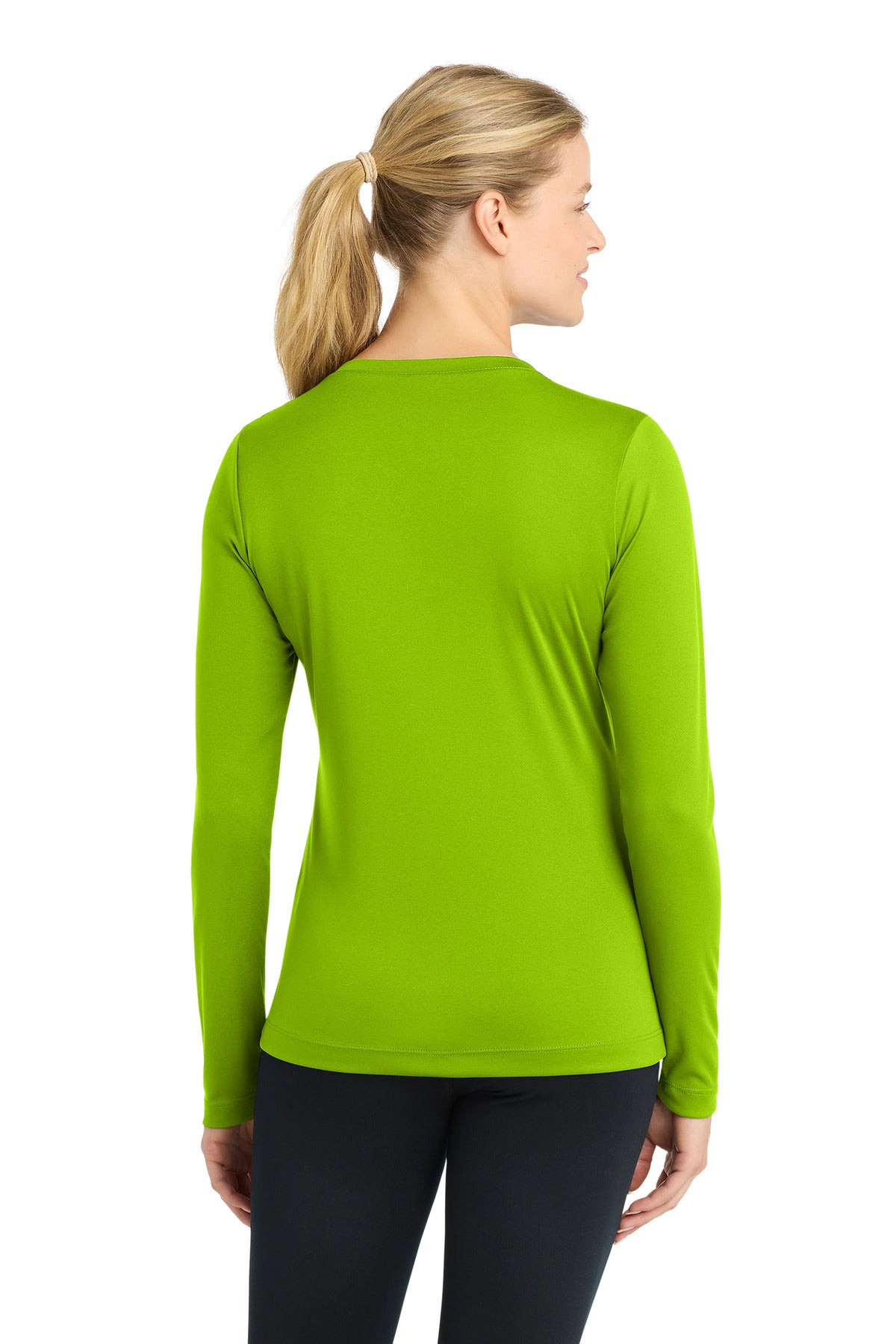 Sport-Tek Women's Long Sleeve PosiCharge Competitor V-Neck Tee - Lime Shock