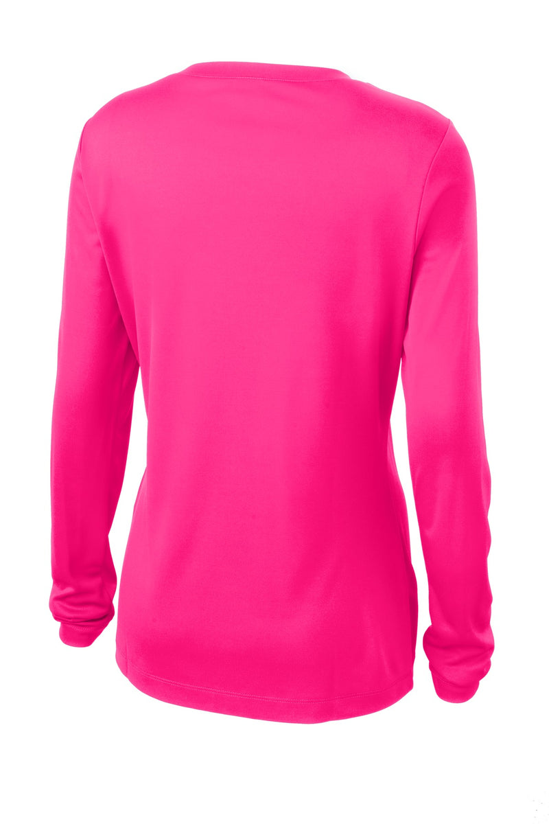 Sport-Tek Women's Long Sleeve PosiCharge Competitor V-Neck Tee - Neon Pink