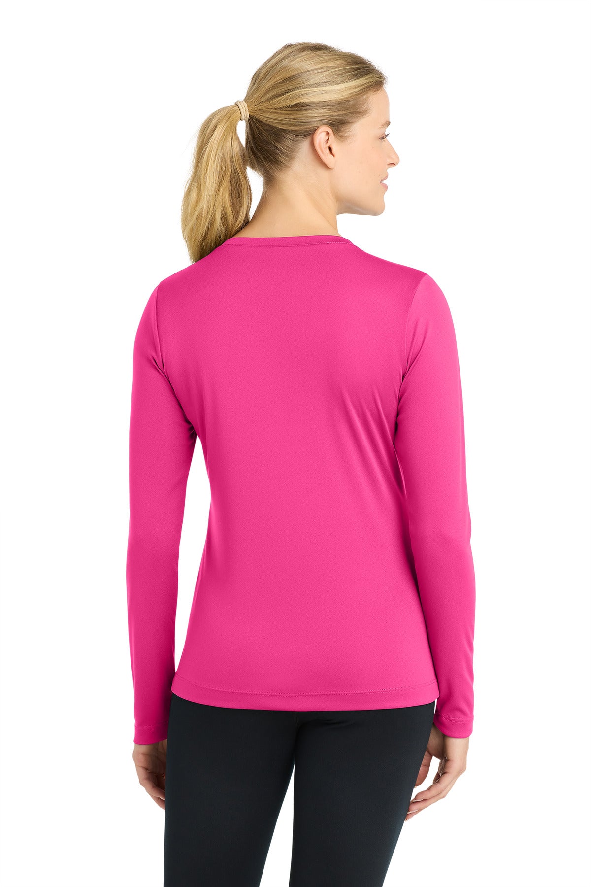Sport-Tek Women's Long Sleeve PosiCharge Competitor V-Neck Tee - Neon Pink