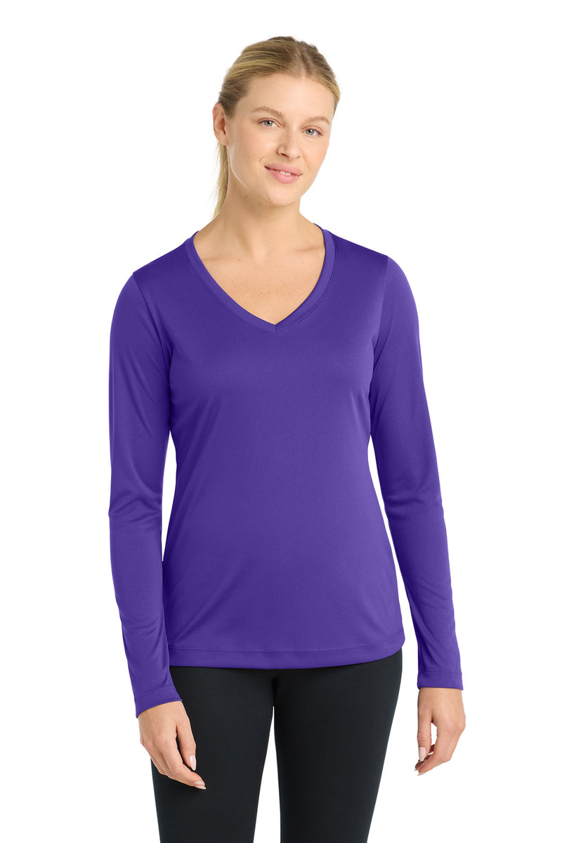 Sport-Tek Women's Long Sleeve PosiCharge Competitor V-Neck Tee - Purple