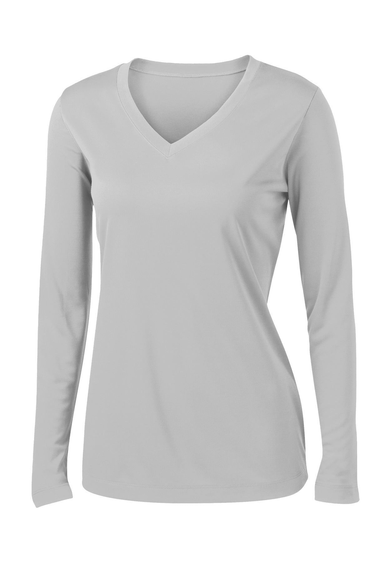 Sport-Tek Women's Long Sleeve PosiCharge Competitor V-Neck Tee - Silver