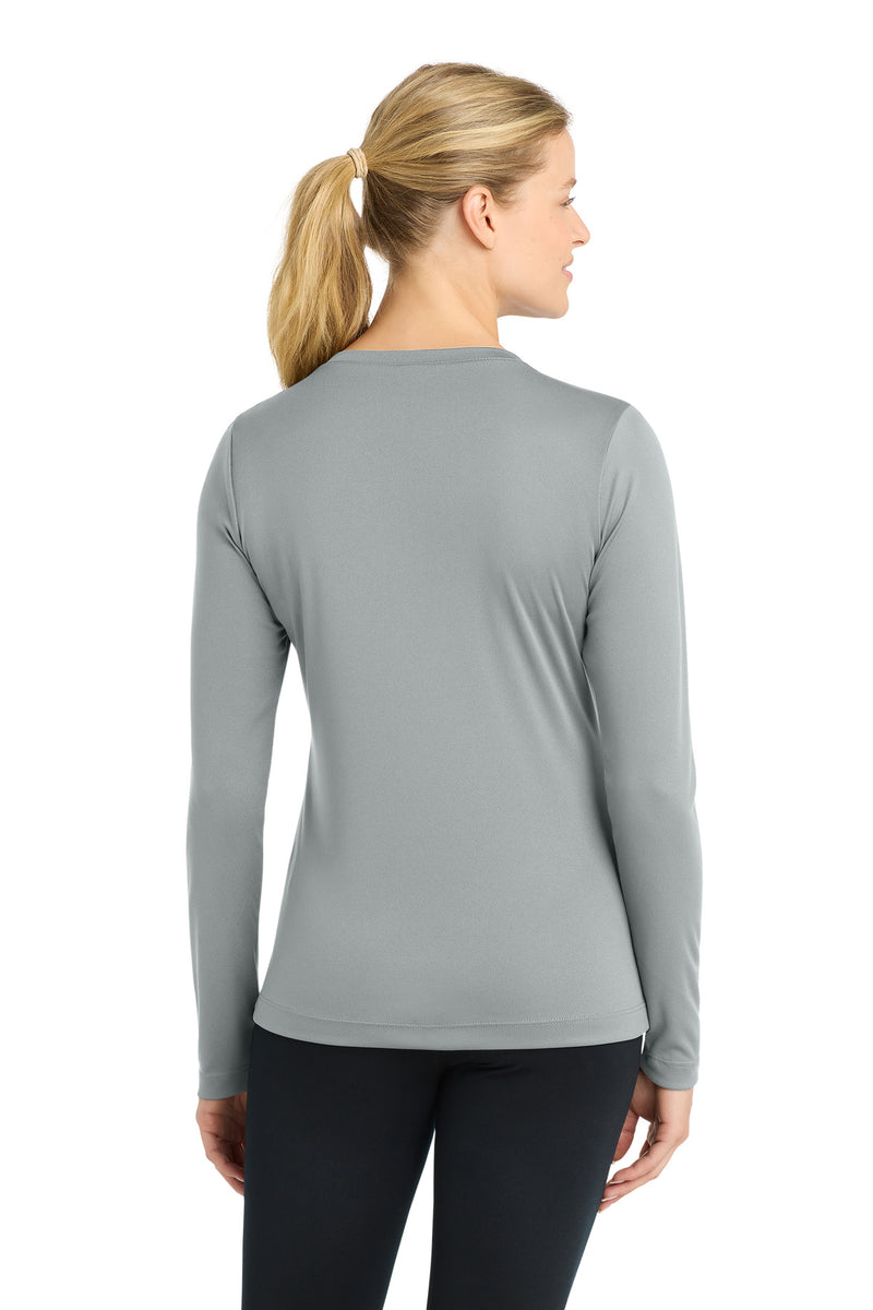 Sport-Tek Women's Long Sleeve PosiCharge Competitor V-Neck Tee - Silver