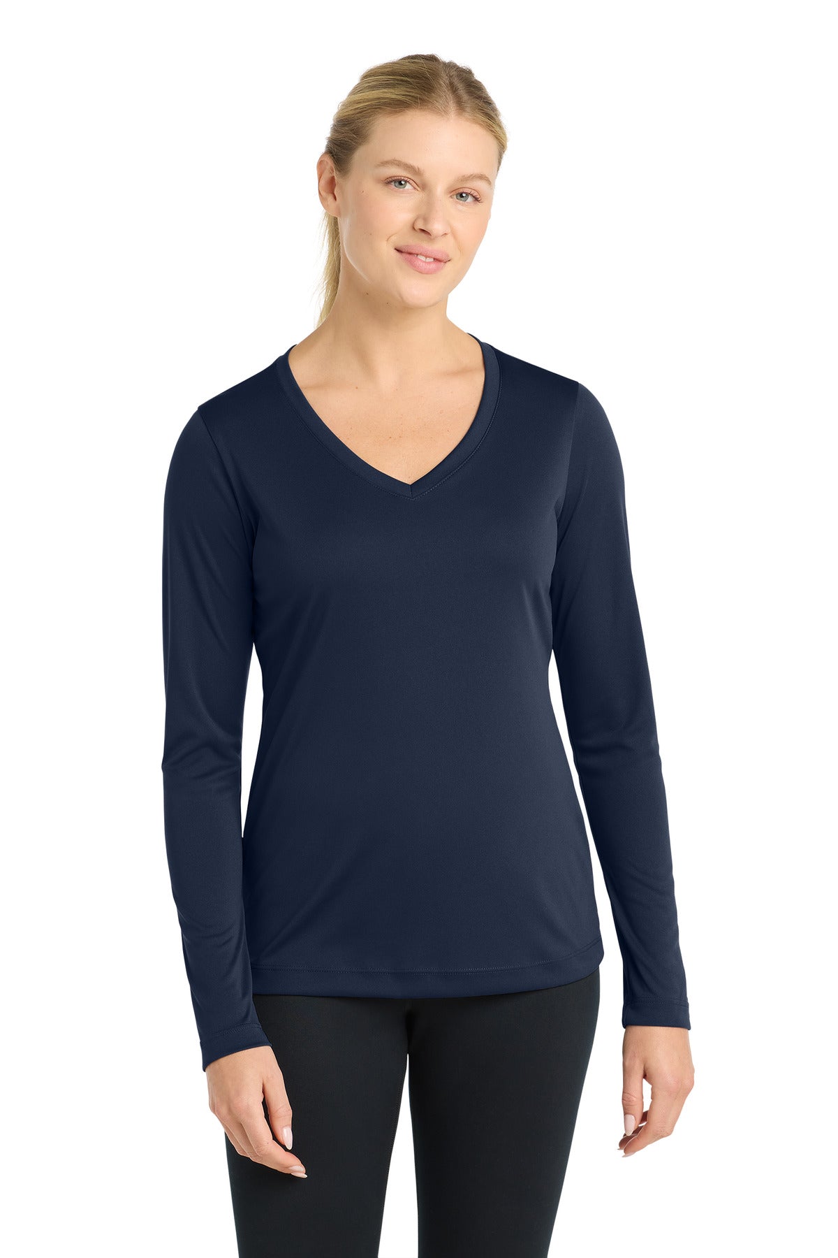 Sport-Tek Women's Long Sleeve PosiCharge Competitor V-Neck Tee - True Navy