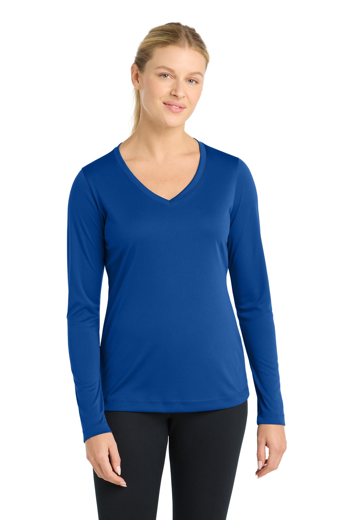 Sport-Tek Women's Long Sleeve PosiCharge Competitor V-Neck Tee - True Royal