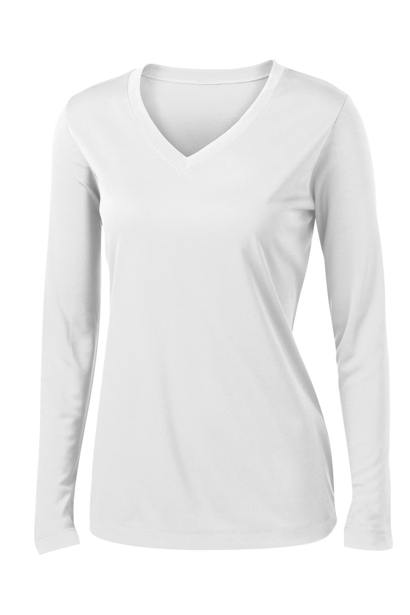 Sport-Tek Women's Long Sleeve PosiCharge Competitor V-Neck Tee - White