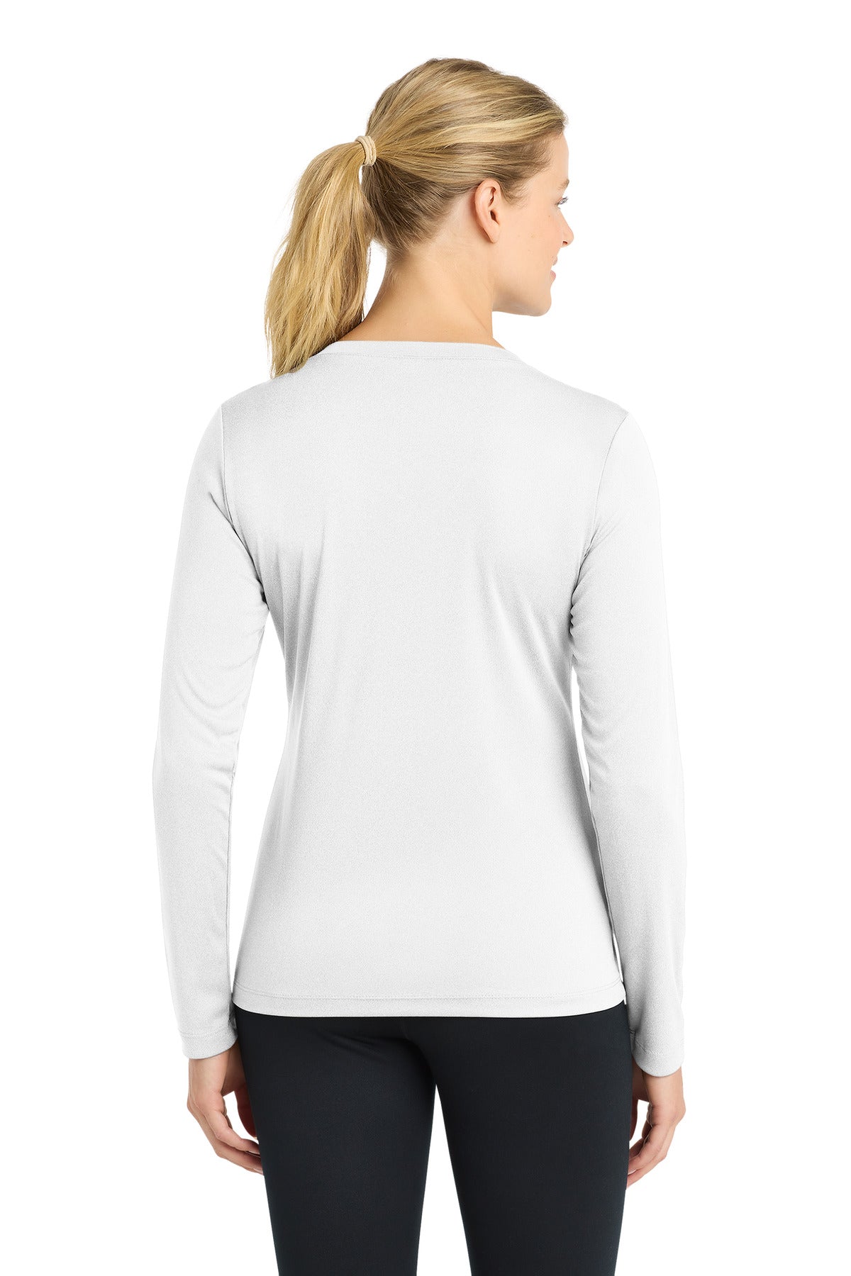 Sport-Tek Women's Long Sleeve PosiCharge Competitor V-Neck Tee - White