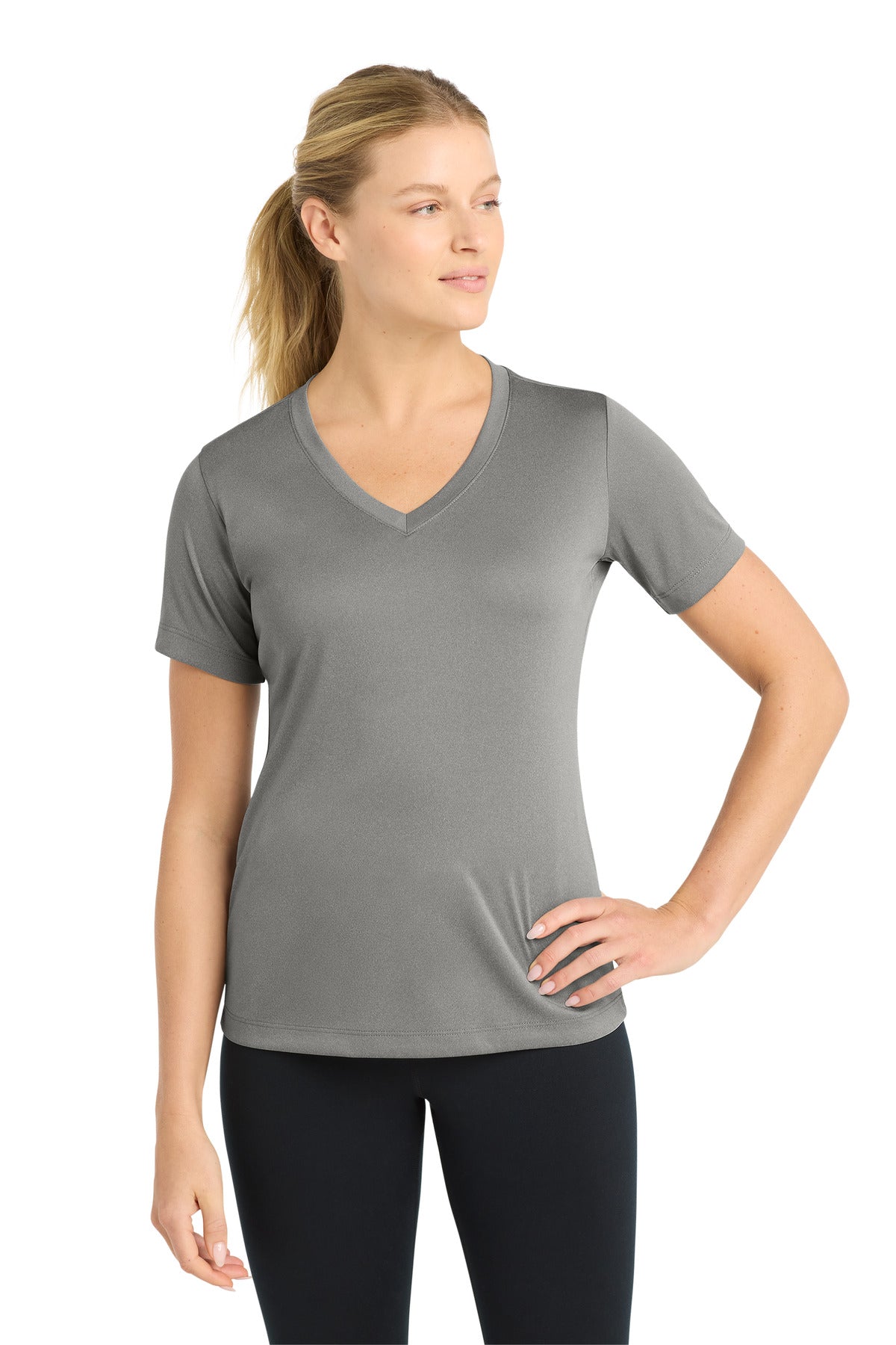Sport-Tek Women's PosiCharge Competitor V-Neck Tee - Grey Concrete Heather