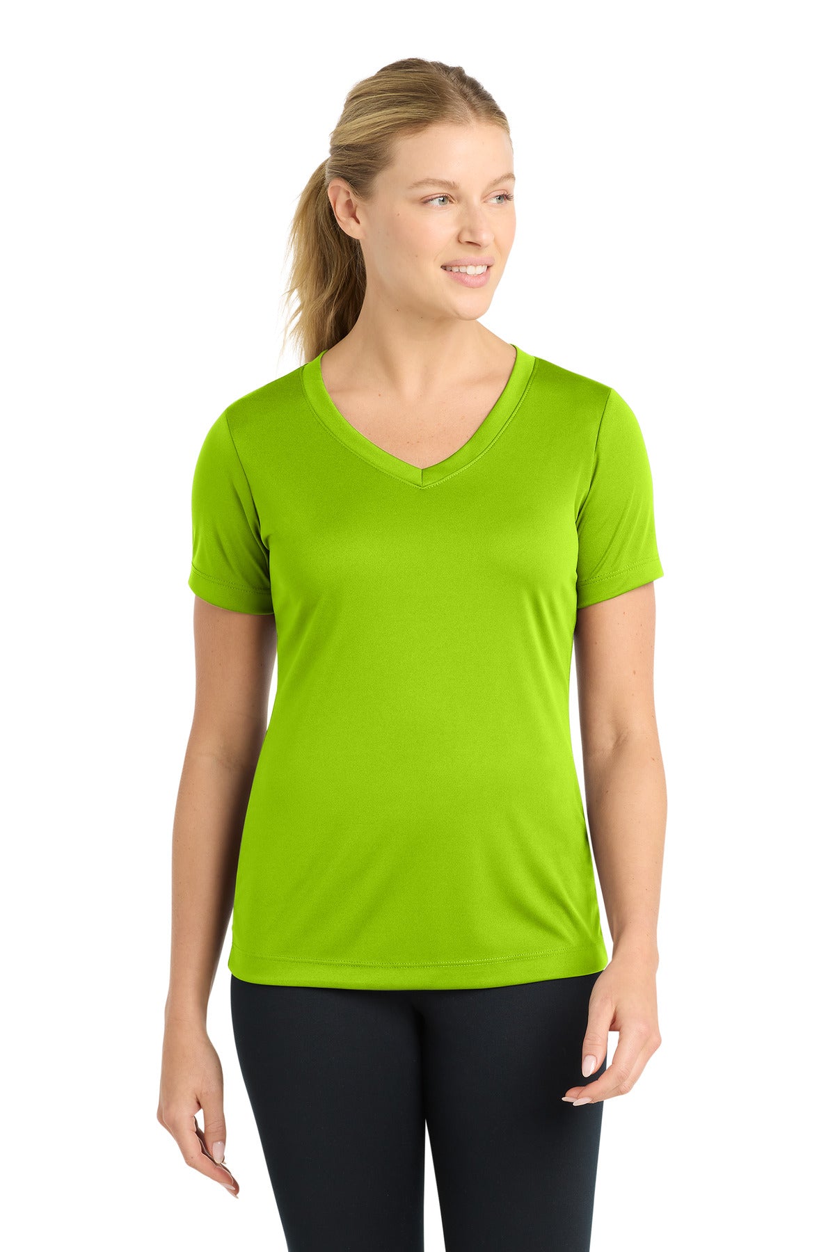 Sport-Tek Women's PosiCharge Competitor V-Neck Tee - Lime Shock