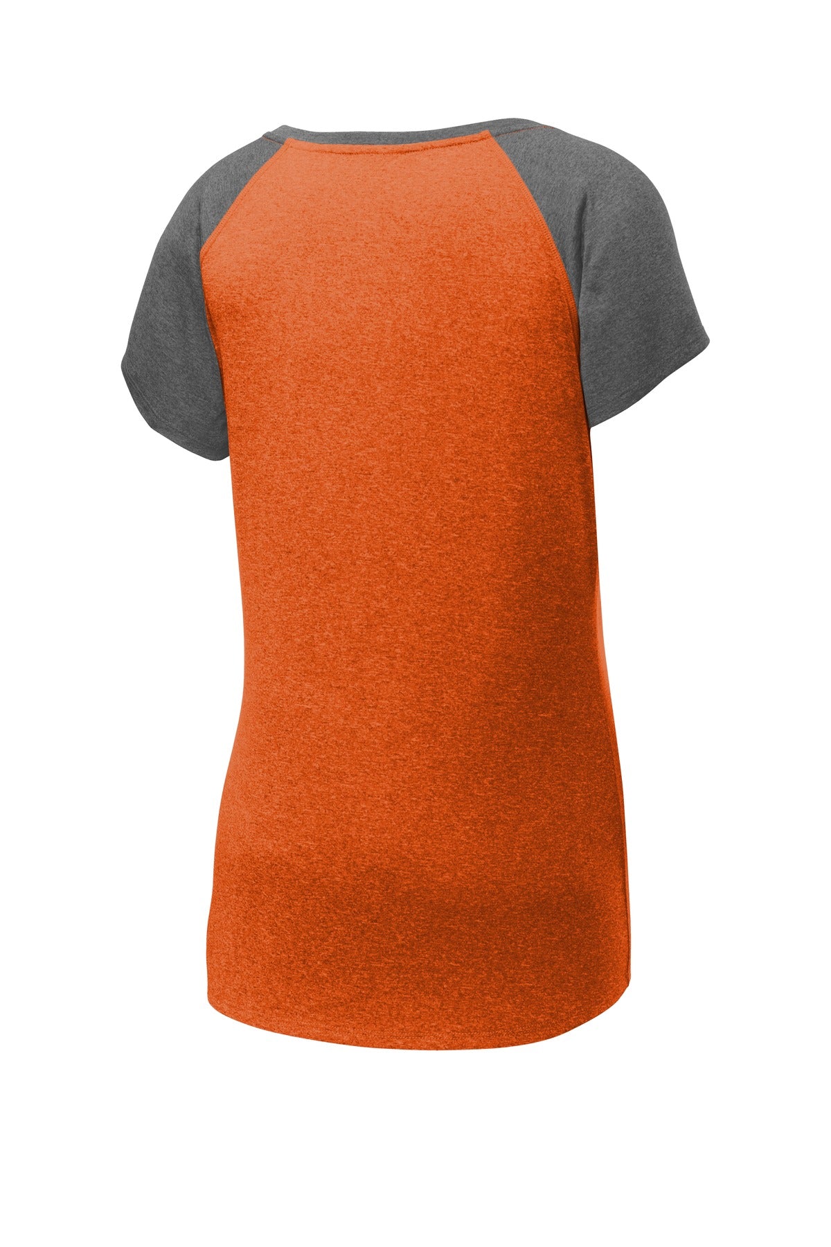 Sport-Tek  Women's Heather-On-Heather Contender  Scoop Neck Tee - Deep Orange Heather/ Graphite Heather