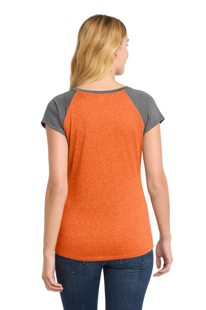 Sport-Tek  Women's Heather-On-Heather Contender  Scoop Neck Tee - Deep Orange Heather/ Graphite Heather