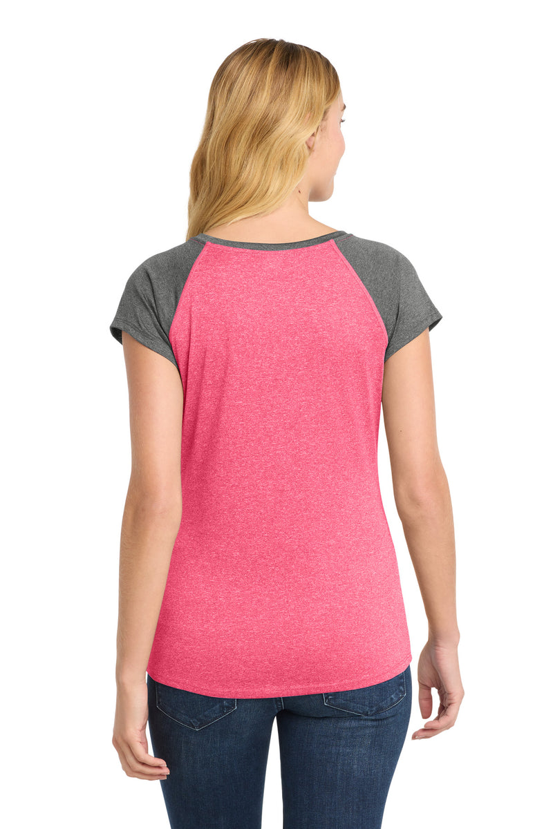 Sport-Tek  Women's Heather-On-Heather Contender  Scoop Neck Tee - Pink Raspberry Heather/ Graphite Heather