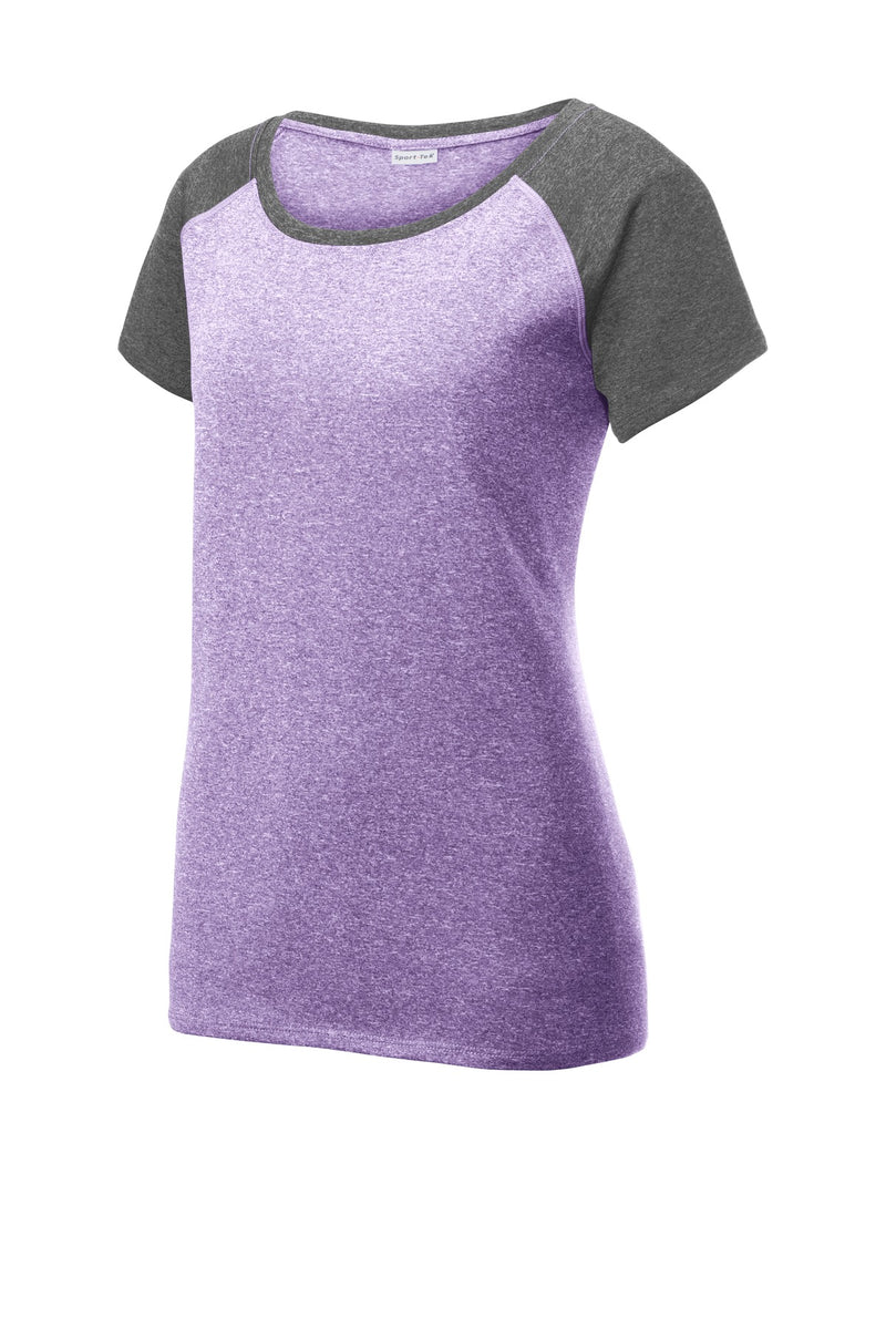 Sport-Tek  Women's Heather-On-Heather Contender  Scoop Neck Tee - Purple Heather/ Graphite Heather
