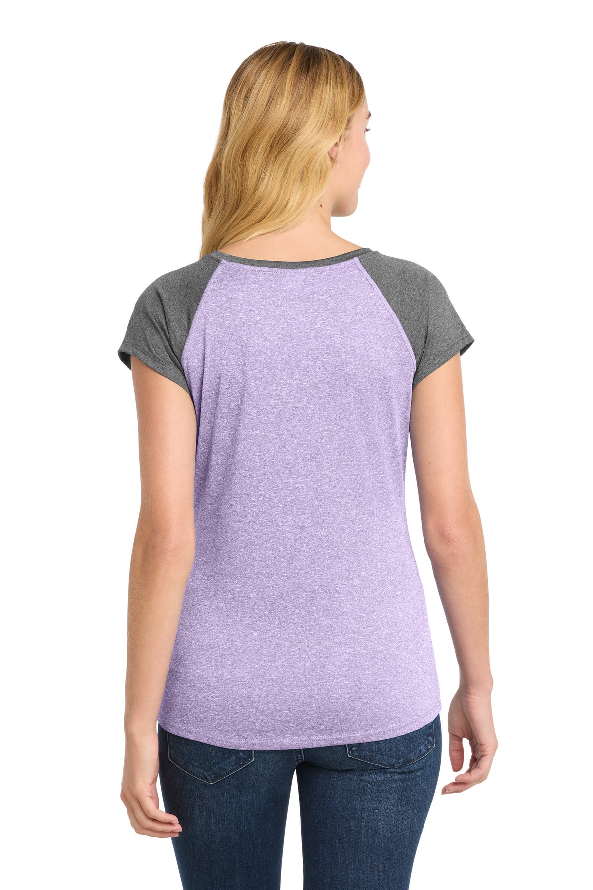 Sport-Tek  Women's Heather-On-Heather Contender  Scoop Neck Tee - Purple Heather/ Graphite Heather