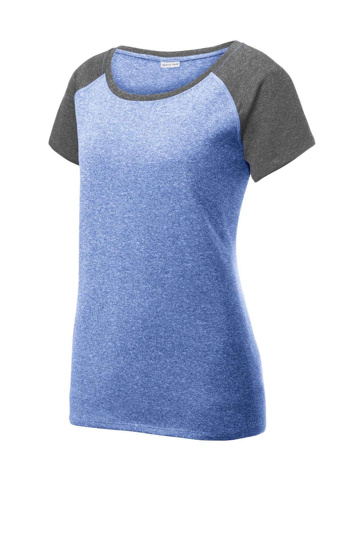 Sport-Tek  Women's Heather-On-Heather Contender  Scoop Neck Tee - True Royal Heather/ Graphite Heather