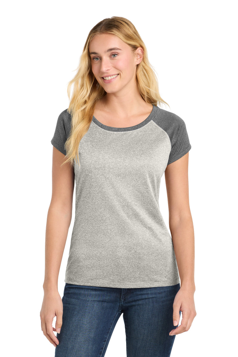 Sport-Tek  Women's Heather-On-Heather Contender  Scoop Neck Tee - Vintage Heather/ Graphite Heather