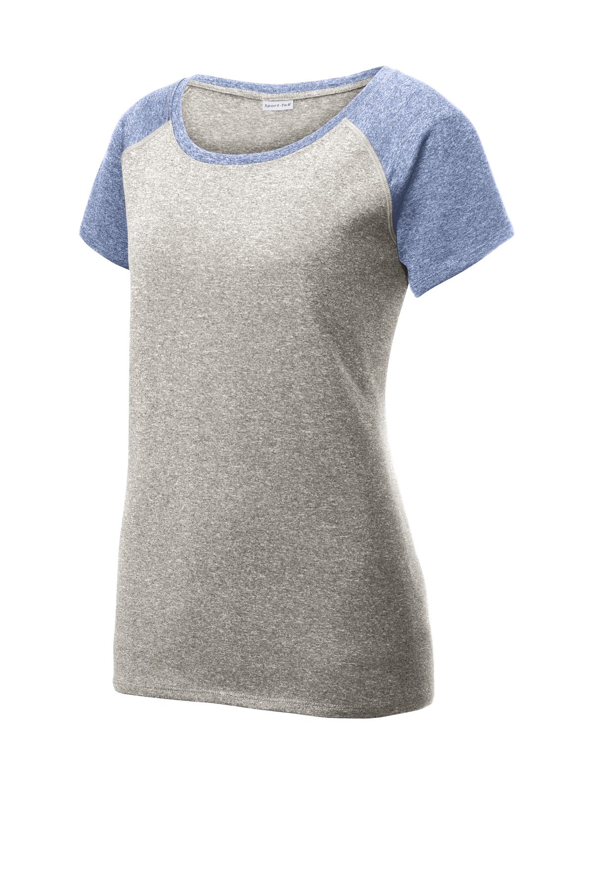 Sport-Tek  Women's Heather-On-Heather Contender  Scoop Neck Tee - Vintage Heather/ True Navy Heather
