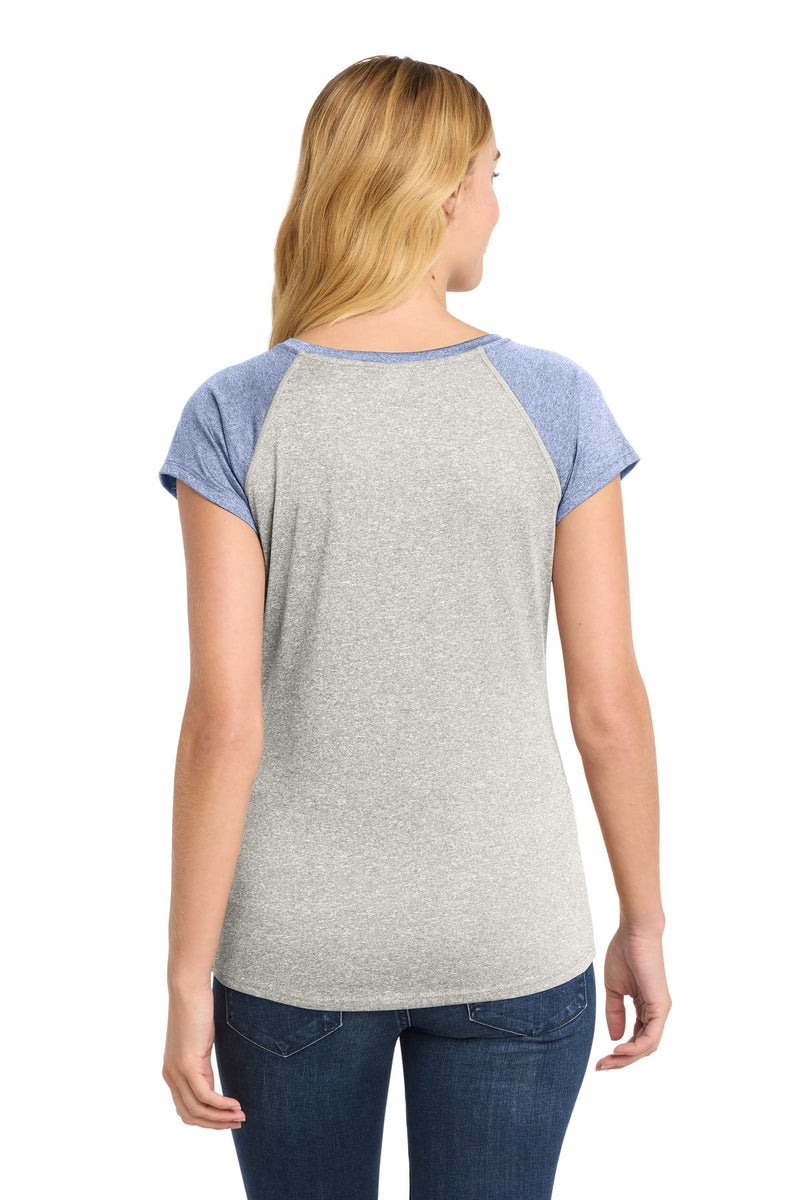 Sport-Tek  Women's Heather-On-Heather Contender  Scoop Neck Tee - Vintage Heather/ True Navy Heather