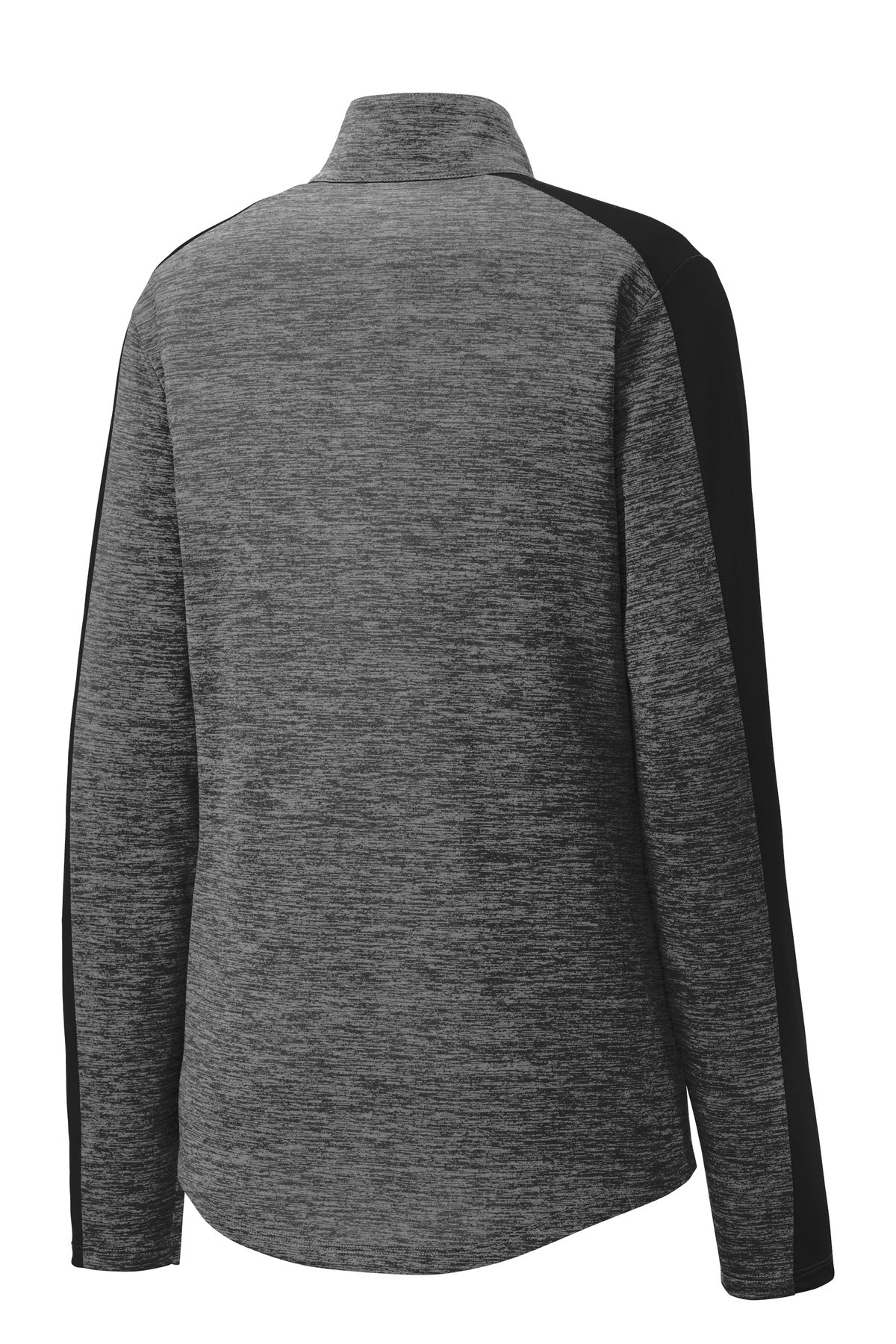 Sport-Tek Women's PosiCharge Electric Heather Colorblock 1/4-Zip Pullover - Grey-Black Electric/ Black