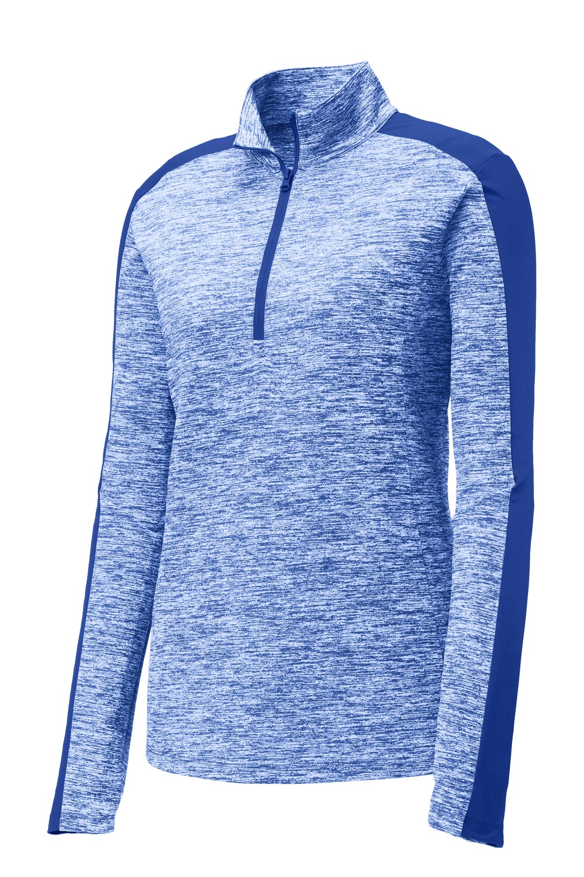 Sport-Tek Women's PosiCharge Electric Heather Colorblock 1/4-Zip Pullover - True Royal Electric/ True Royal