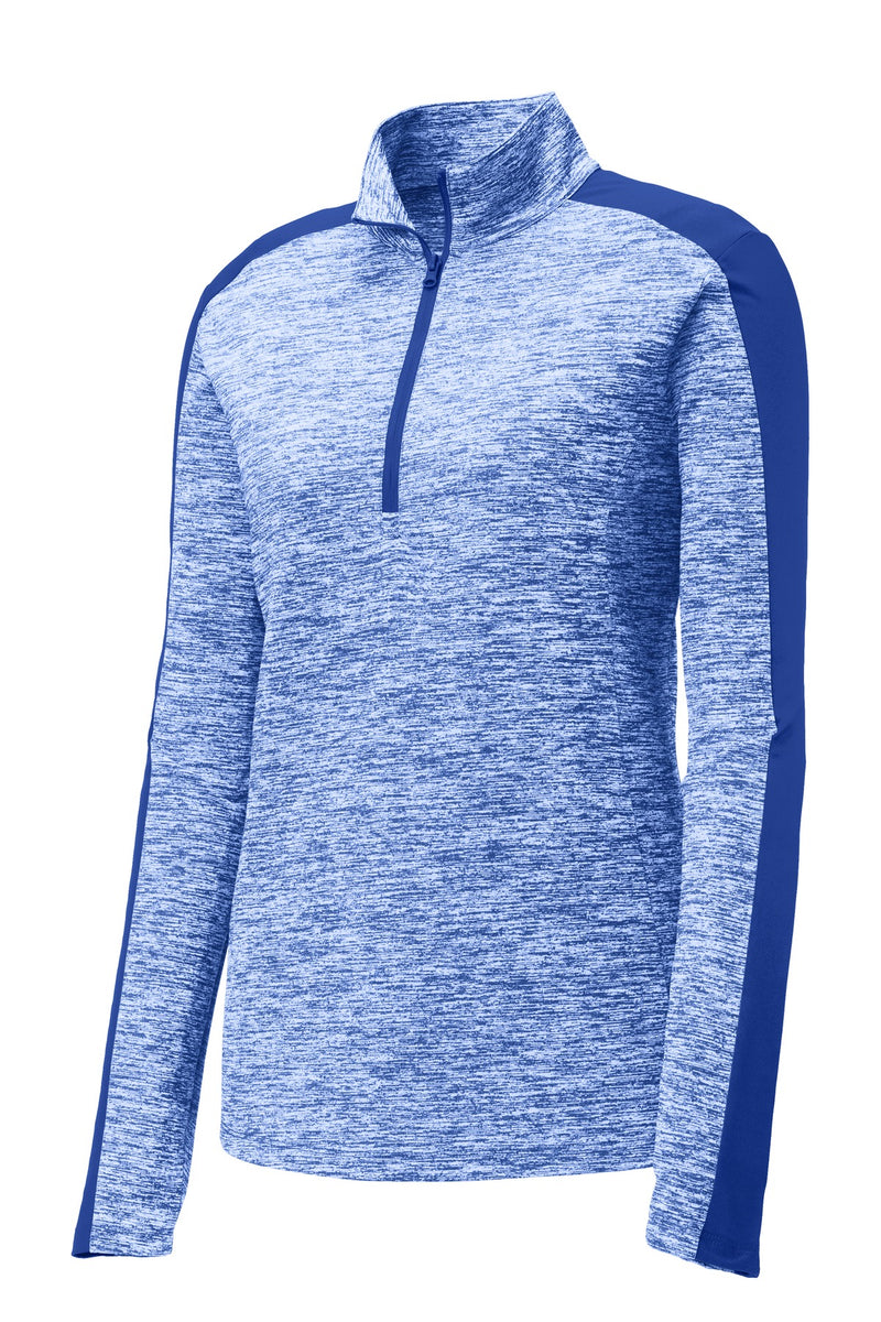 Sport-Tek Women's PosiCharge Electric Heather Colorblock 1/4-Zip Pullover - True Royal Electric/ True Royal