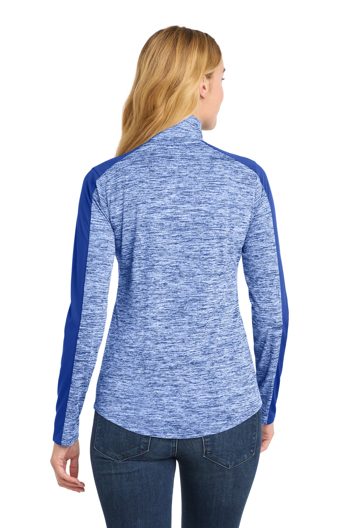 Sport-Tek Women's PosiCharge Electric Heather Colorblock 1/4-Zip Pullover - True Royal Electric/ True Royal