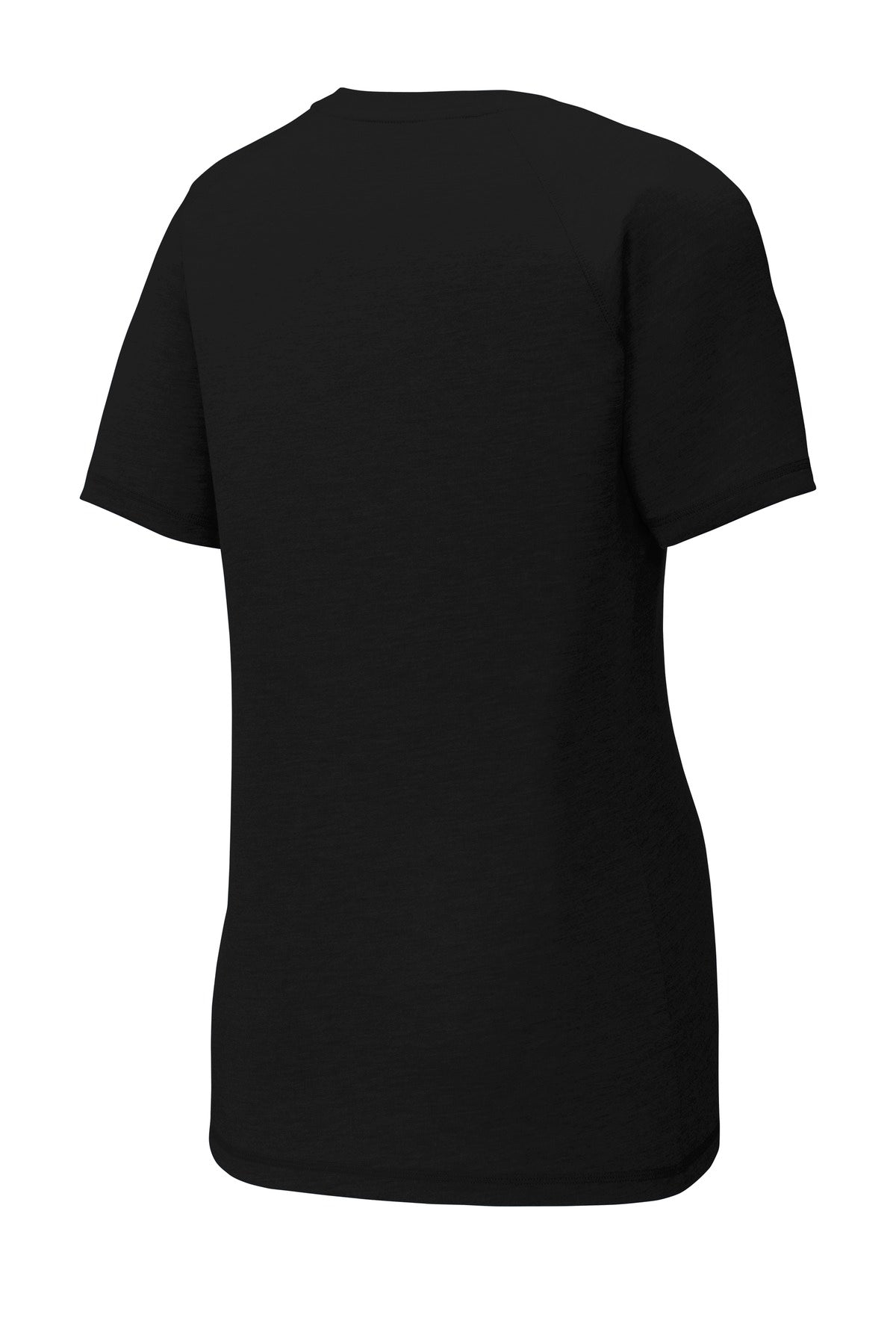 Sport-Tek  Women's PosiCharge  Tri-Blend Wicking Scoop Neck Raglan Tee - Black Triad Solid