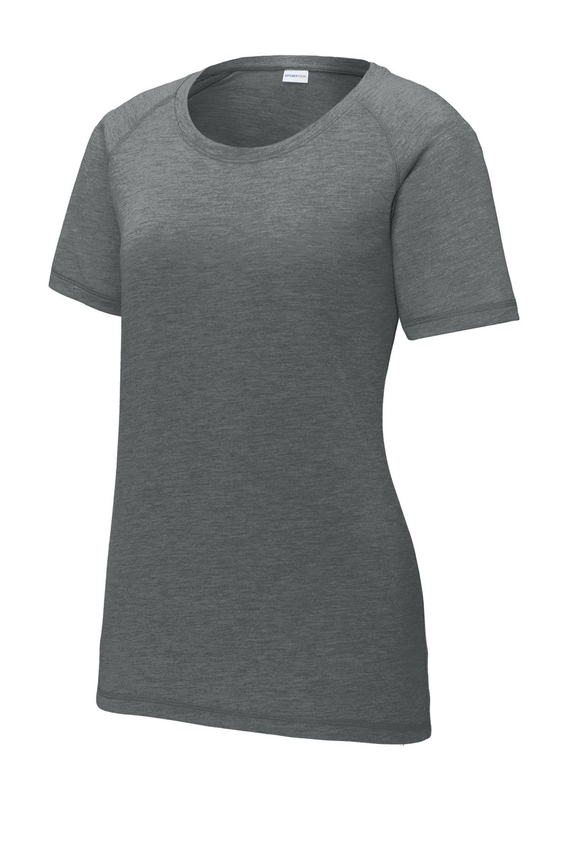 Sport-Tek  Women's PosiCharge  Tri-Blend Wicking Scoop Neck Raglan Tee - Dark Grey Heather