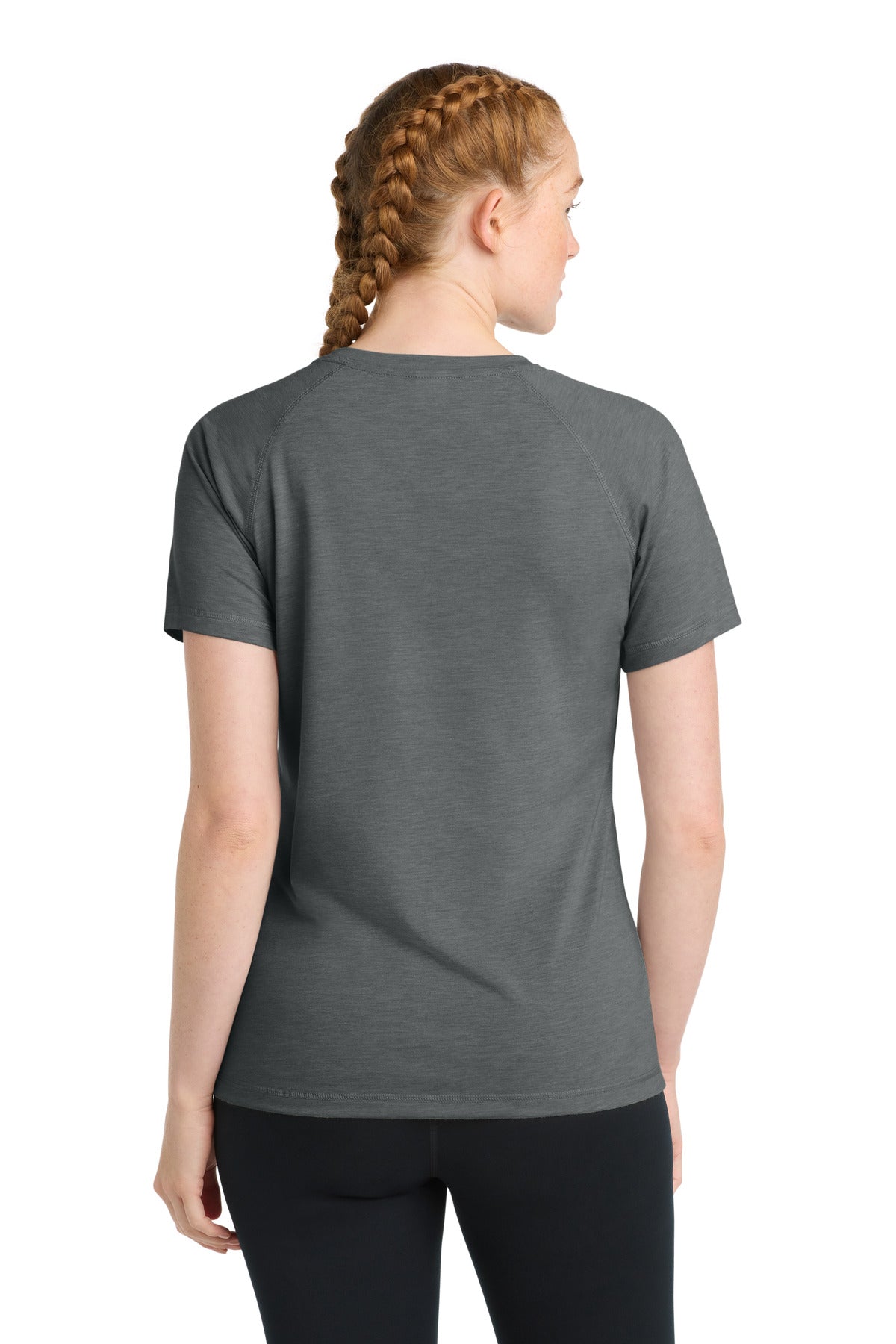 Sport-Tek  Women's PosiCharge  Tri-Blend Wicking Scoop Neck Raglan Tee - Dark Grey Heather