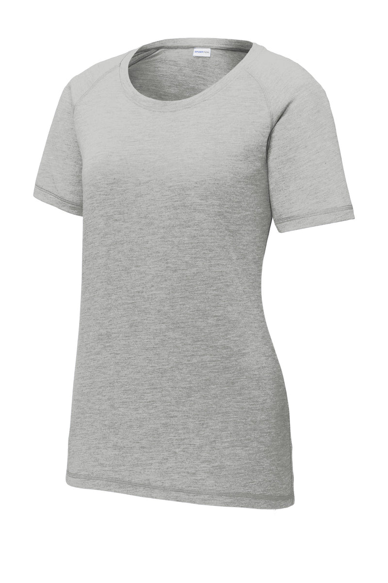 Sport-Tek  Women's PosiCharge  Tri-Blend Wicking Scoop Neck Raglan Tee - Light Grey Heather
