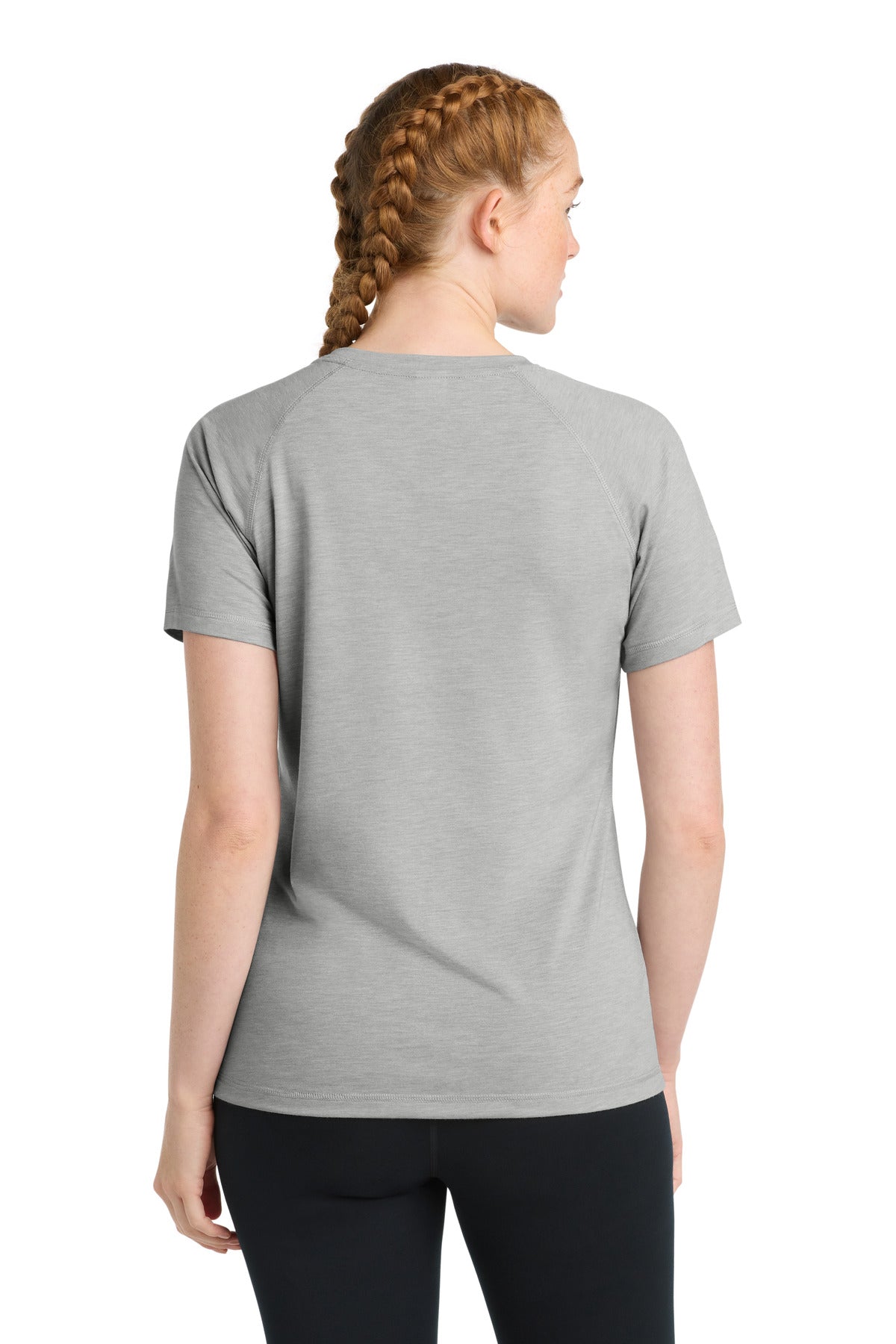 Sport-Tek  Women's PosiCharge  Tri-Blend Wicking Scoop Neck Raglan Tee - Light Grey Heather