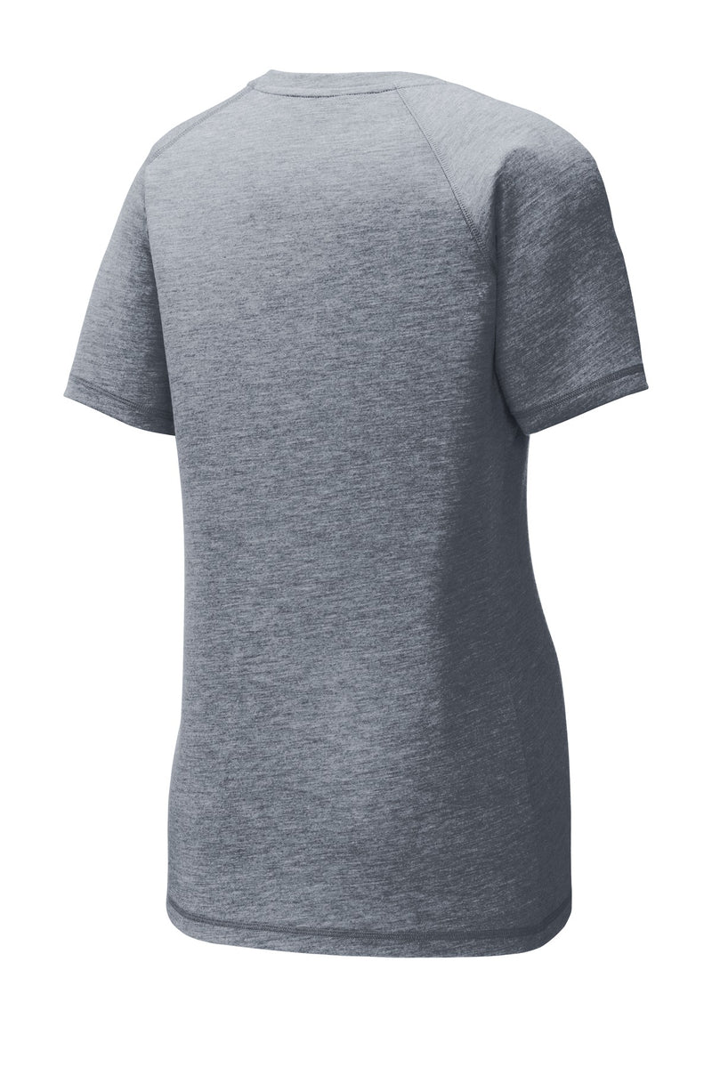 Sport-Tek  Women's PosiCharge  Tri-Blend Wicking Scoop Neck Raglan Tee - True Navy Heather