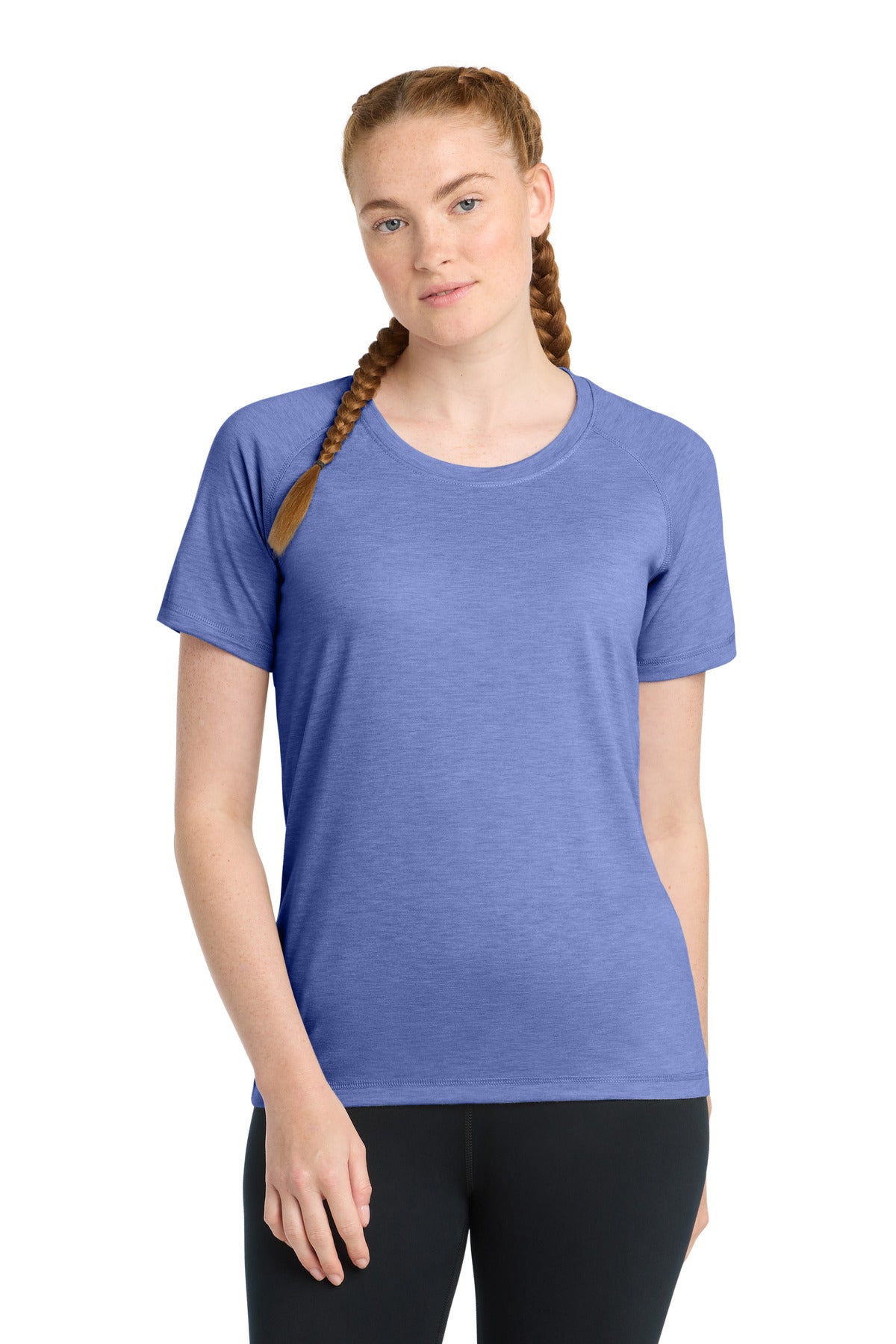Sport-Tek  Women's PosiCharge  Tri-Blend Wicking Scoop Neck Raglan Tee - True Royal Heather