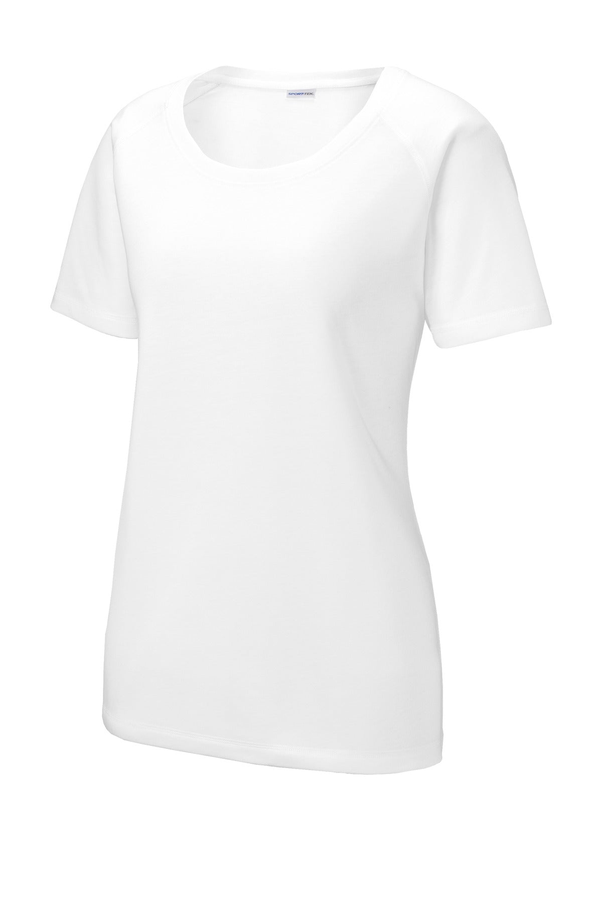 Sport-Tek  Women's PosiCharge  Tri-Blend Wicking Scoop Neck Raglan Tee - White Triad Solid