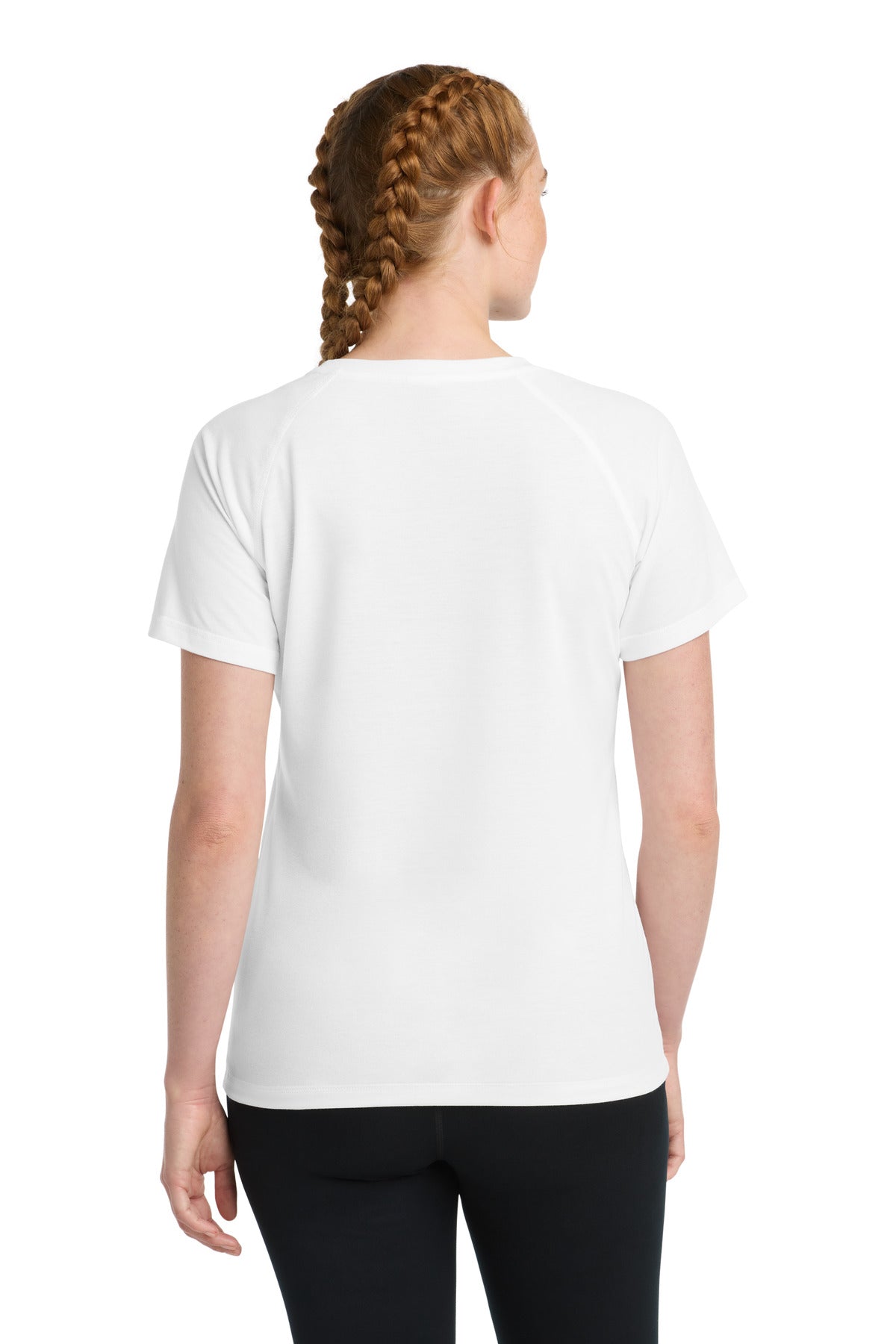 Sport-Tek  Women's PosiCharge  Tri-Blend Wicking Scoop Neck Raglan Tee - White Triad Solid
