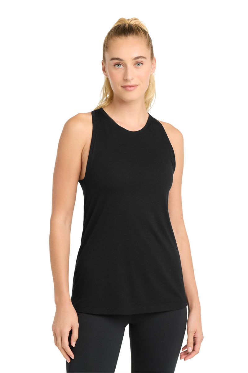 Sport-Tek  Women's PosiCharge  Tri-Blend Wicking Tank - Black Triad Solid