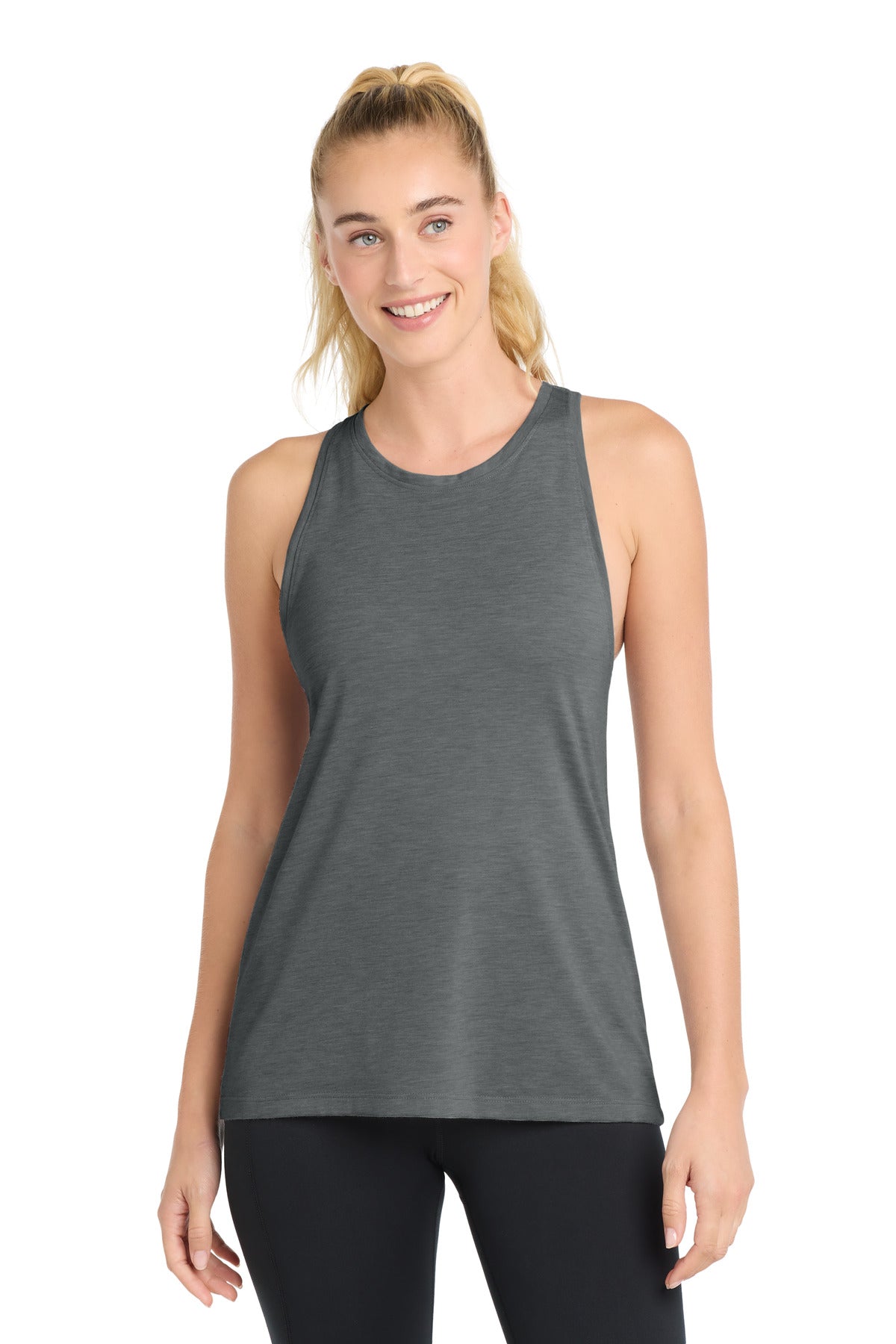 Sport-Tek  Women's PosiCharge  Tri-Blend Wicking Tank - Dark Grey Heather