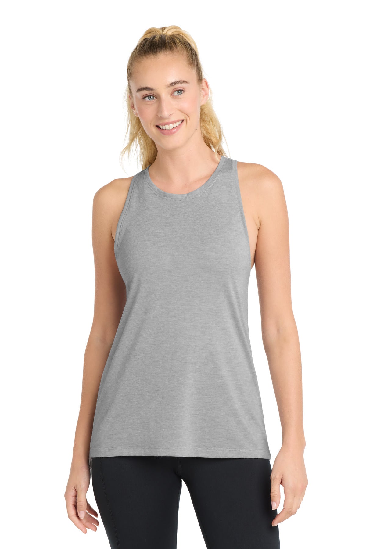 Sport-Tek  Women's PosiCharge  Tri-Blend Wicking Tank - Light Grey Heather