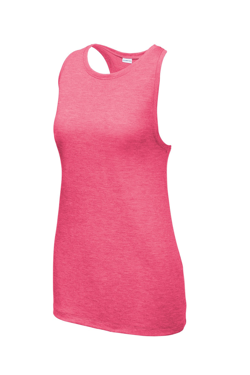 Sport-Tek  Women's PosiCharge  Tri-Blend Wicking Tank - Pink Raspberry Heather