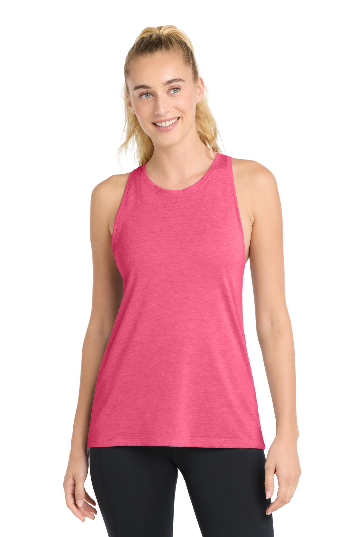 Sport-Tek  Women's PosiCharge  Tri-Blend Wicking Tank - Pink Raspberry Heather