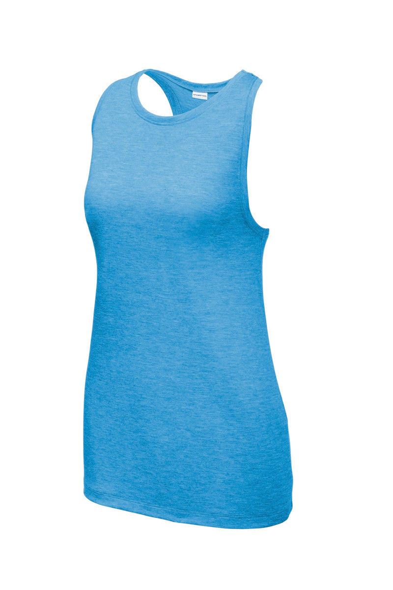 Sport-Tek  Women's PosiCharge  Tri-Blend Wicking Tank - Pond Blue Heather