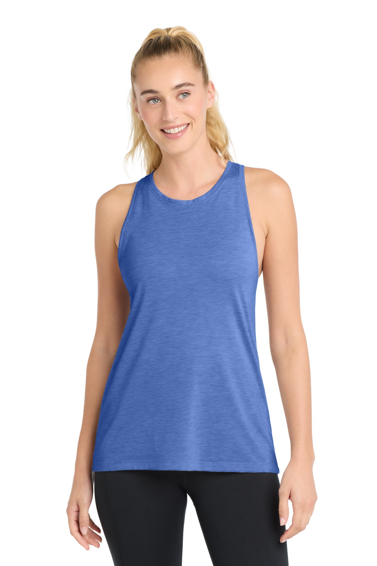 Sport-Tek  Women's PosiCharge  Tri-Blend Wicking Tank - True Royal Heather