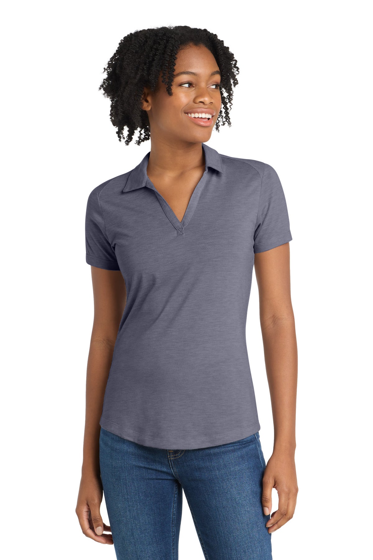 Sport-Tek  Women's PosiCharge  Tri-Blend Wicking Polo - True Navy Heather