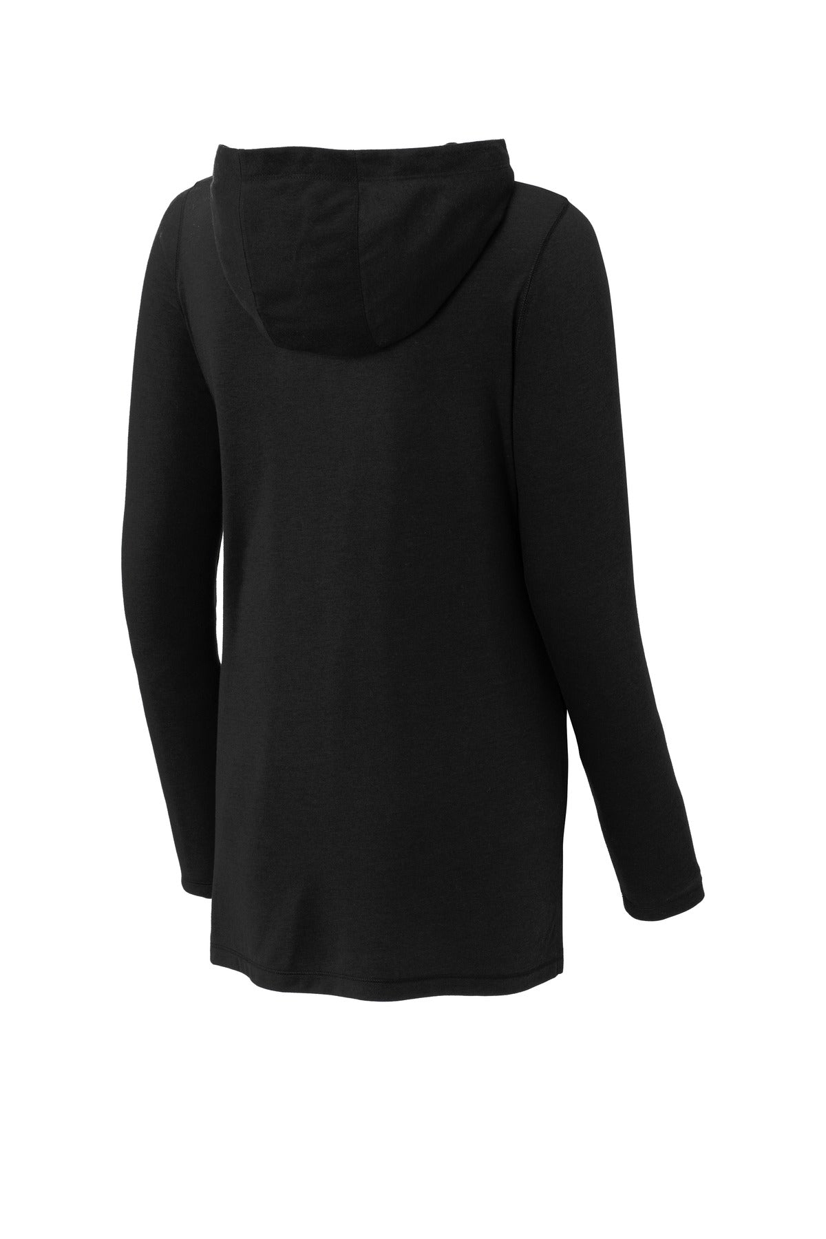 Sport-Tek Women's PosiCharge  Tri-Blend Wicking Long Sleeve Hoodie - Black Triad Solid