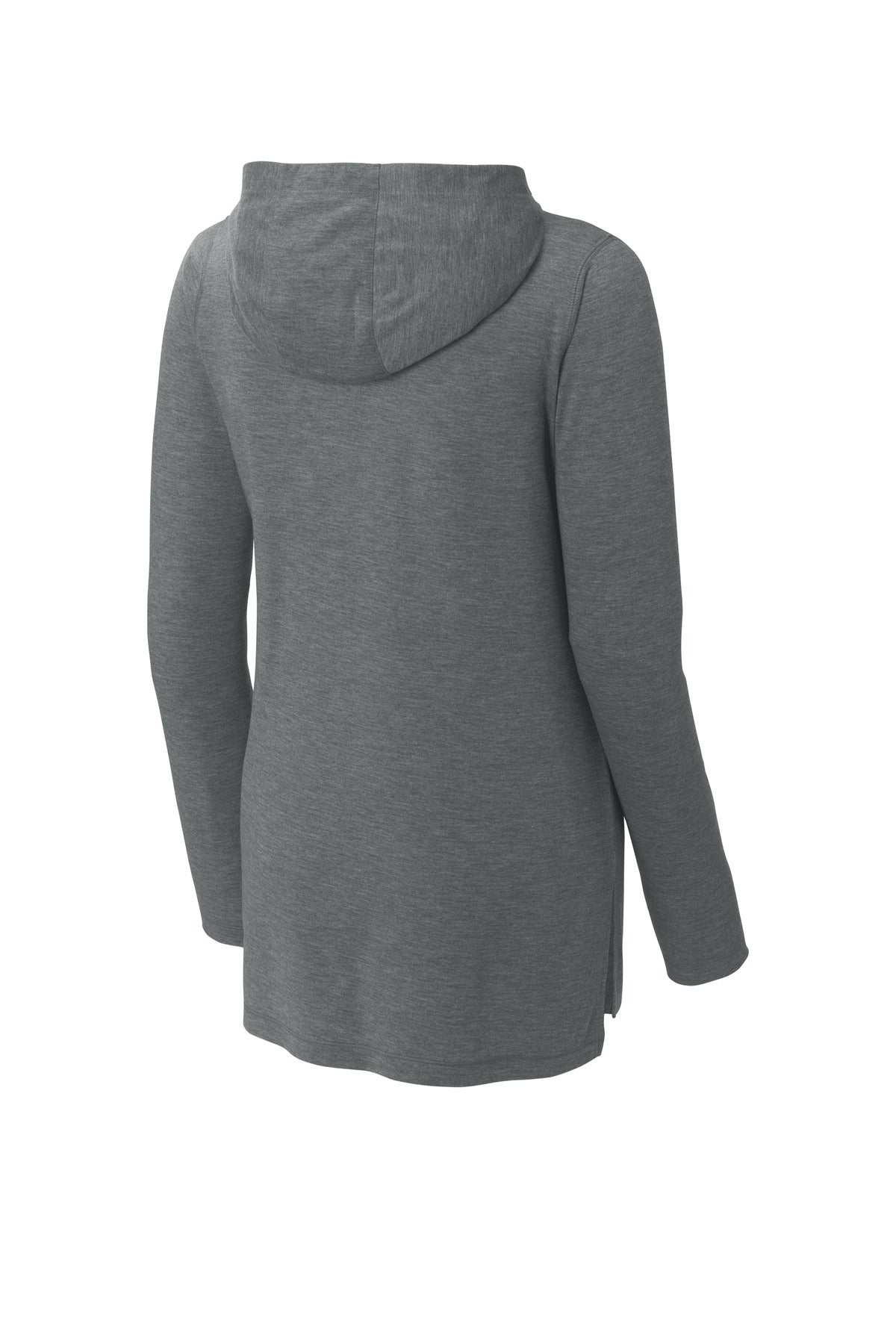 Sport-Tek Women's PosiCharge  Tri-Blend Wicking Long Sleeve Hoodie - Dark Grey Heather